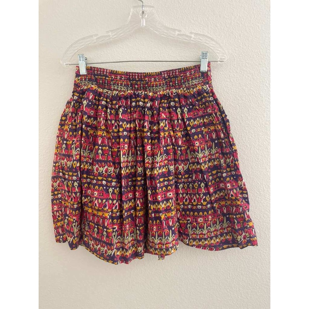 Edme & Esyllte Anthropologie Purple Floral Geometric Eyelet Mini Skirt Small